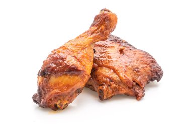 ızgara ve Barbekü tavuk beyaz arka plan üzerinde izole