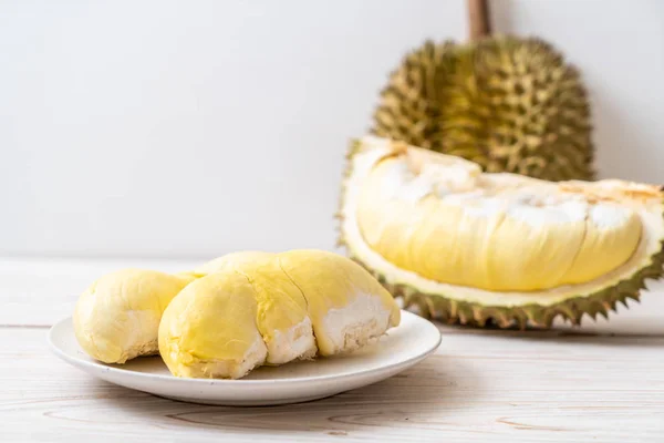 Świeże Owoce Duriana Tle Drewna — Zdjęcie stockowe