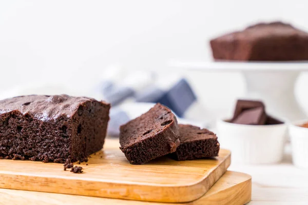 Chocolate Brownie Cake Wood Background — Stock Photo, Image