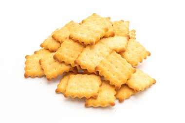 Beyaz arka plan üzerinde izole şekerli bisküvi kraker