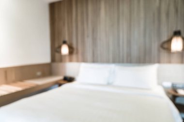 Soyut bulanıklık otel yatak odası iç arka plan için defocused