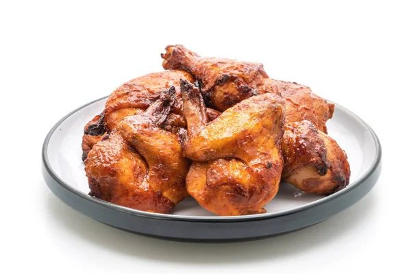Grillad Och Barbecue Kyckling Isolerad Vit Bakgrund — Stockfoto