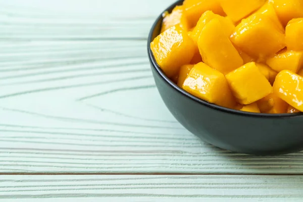 fresh and golden mangoes in bowl