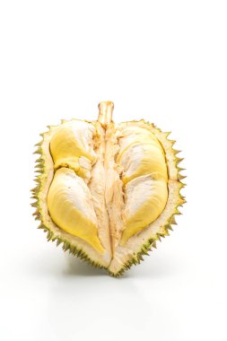 Beyaz arkaplanda izole edilmiş taze Durian meyvesi