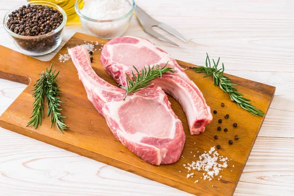 fresh pork chop raw with ingredient