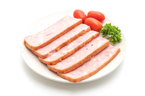Bacon Grill Skivad Isolerad Vit Bakgrund — Stockfoto