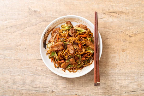 Gebratene Yakisoba Nudeln Mit Schweinefleisch Asiatische Küche — Stockfoto