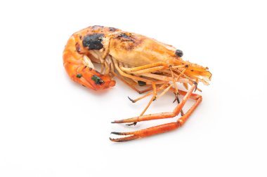 Beyaz arka plan üzerinde izole ızgara karides