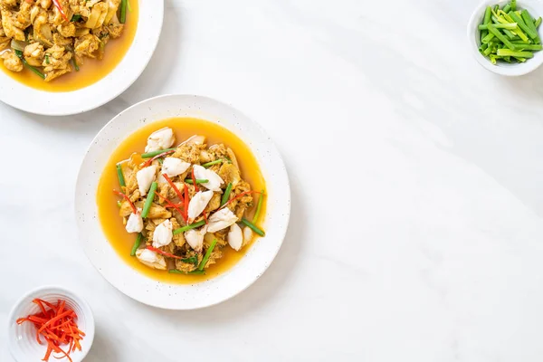 Granchio Fritto Con Curry Polvere Cucina Thailandese — Foto Stock