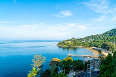 Güzel tropikal deniz ve plaj manzara seyahat - tatil tatil kavramı ile havadan görünümü