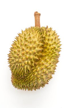 Beyaz arkaplanda izole edilmiş taze Durian meyvesi