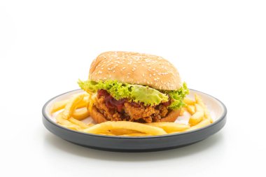 Beyaz arka plan üzerinde - sağlıksız yiyecek stil izole kızarmış tavuk burger