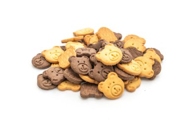 Beyaz arka plan üzerinde izole ayı bisküvi kraker