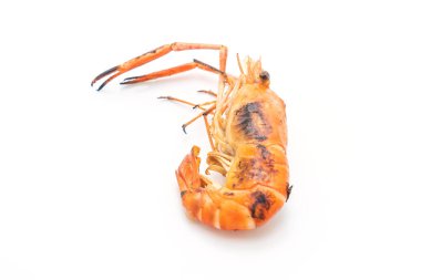 Beyaz arka plan üzerinde izole ızgara karides