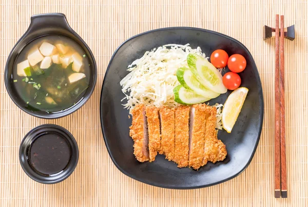 Côtelette Porc Frite Japonaise Ensemble Tonkatsu Style Culinaire Japonais — Photo