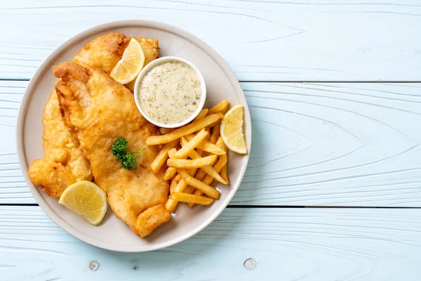 Peixe Batatas Fritas Com Batatas Fritas Comida Não Saudável — Fotografia de Stock