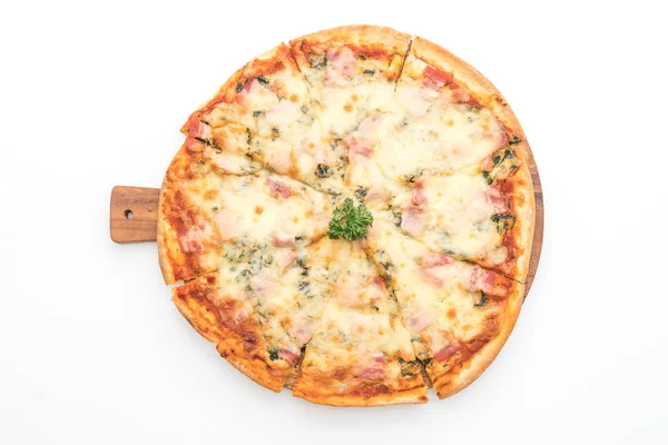 Pizza Aux Épinards Bacon Isolée Sur Fond Blanc — Photo