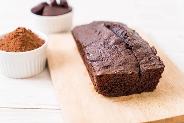Choklad Brownie Kaka Trä Bakgrund — Stockfoto