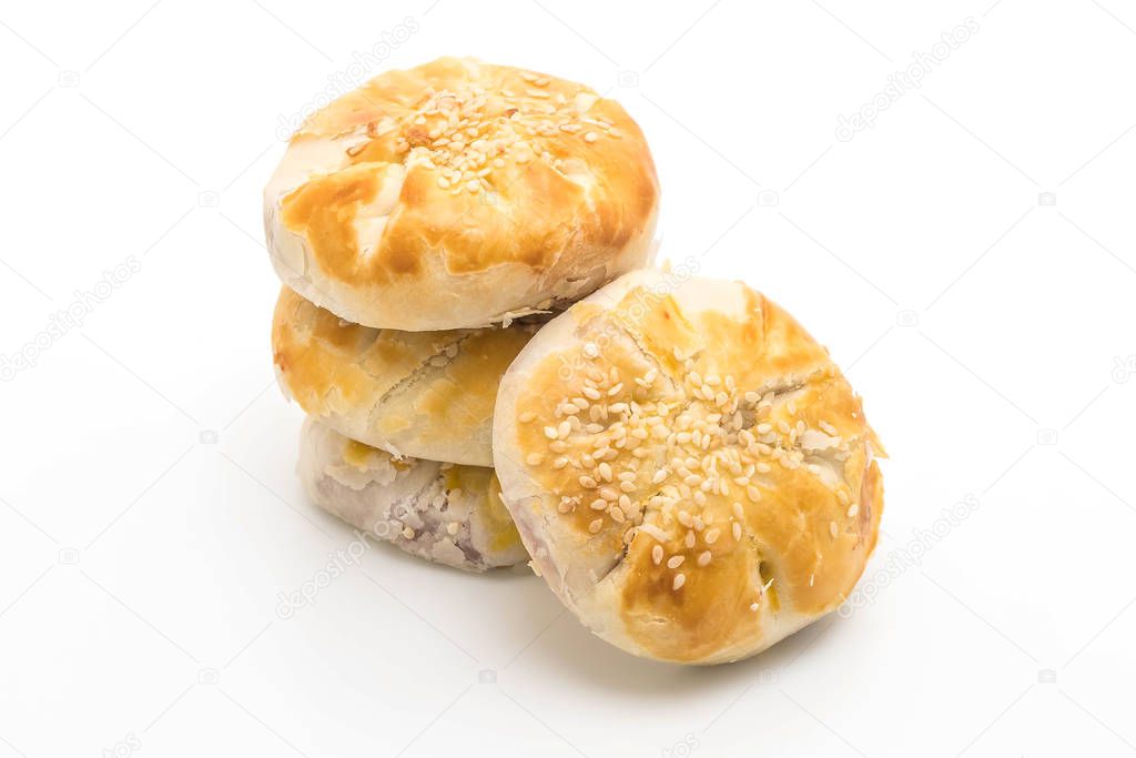 barbecue pork pies isolated on white background - Asian tradition food style