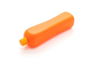Plastik deterjan kutusu beyaz arkaplanda izole edildi