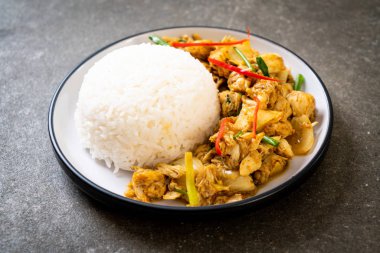 Toz köri pirinç - Tayland mutfağı ile kızartılmış yengeç