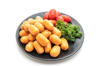 domuz eti kokteyl sosisi beyaz arka plan üzerinde izole