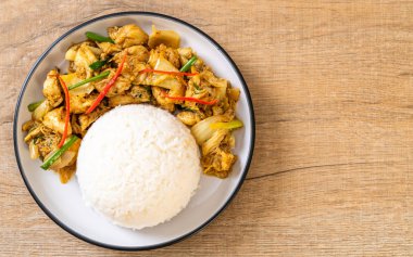 Toz köri pirinç - Tayland mutfağı ile kızartılmış yengeç