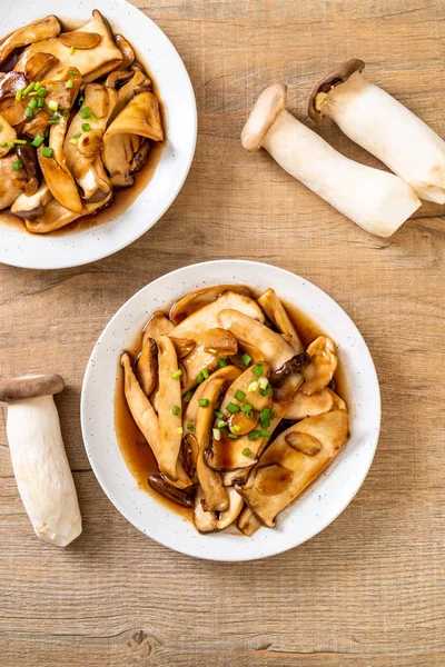 stir-fried king oyster mushroom in oyster sauce - healthy, vegan or vegetarian food style