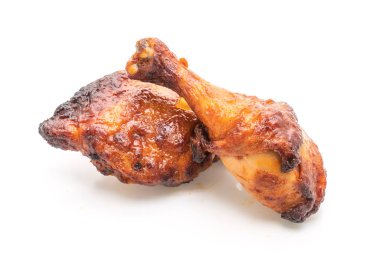 ızgara ve Barbekü tavuk beyaz arka plan üzerinde izole