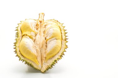 Beyaz arkaplanda izole edilmiş taze Durian meyvesi