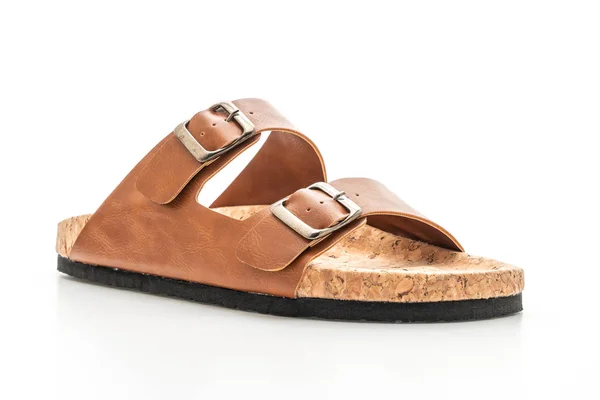 Sandalias Cuero Manera Los Hombres Las Mujeres Unisex Aisladas Fondo —  Fotos de Stock