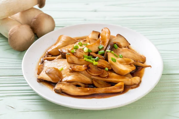 stir-fried king oyster mushroom in oyster sauce - healthy, vegan or vegetarian food style