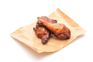 ızgara ve Barbekü tavuk beyaz arka plan üzerinde izole