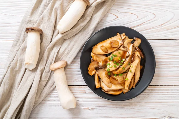 stir-fried king oyster mushroom in oyster sauce - healthy, vegan or vegetarian food style