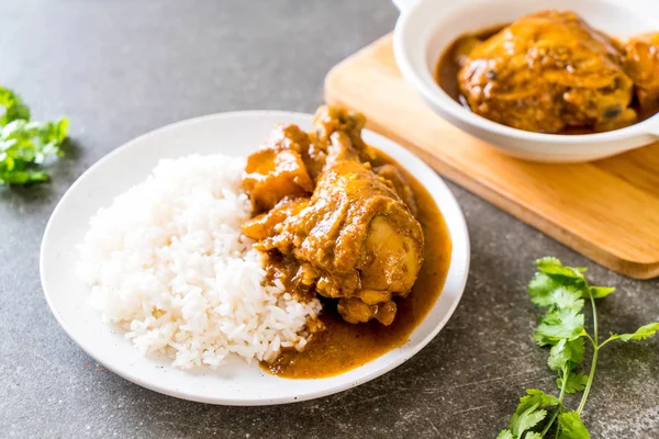 Chicken Massaman Curry Paste Rice Asian Food Style — Stock Photo, Image
