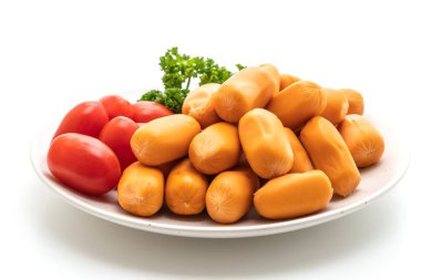 domuz eti kokteyl sosisi beyaz arka plan üzerinde izole