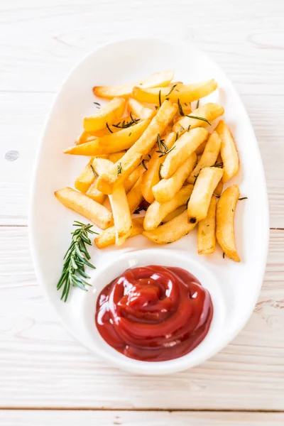 Batatas Fritas Com Molho Comida Não Saudável — Fotografia de Stock