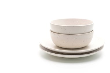 boş levha ve beyaz arka plan üzerinde izole kase