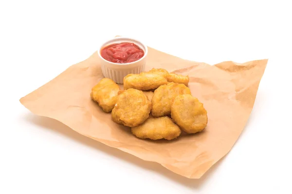 Nuggets Frango Com Molho Isolado Fundo Branco — Fotografia de Stock