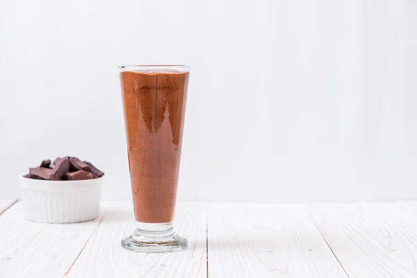 Schokolade Smoothies Milchshake Auf Holz Hintergrund — Stockfoto