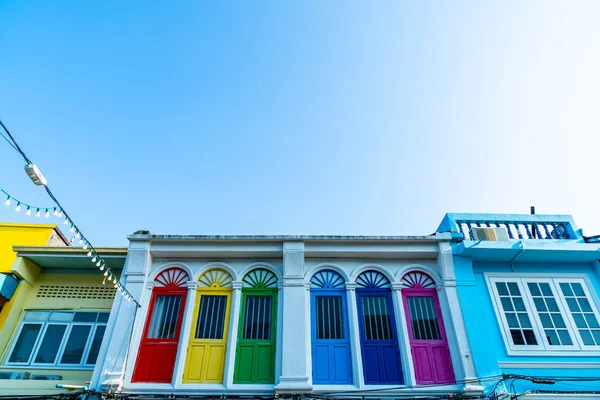 Bela Arquitetura Cidade Velha Phuket Com Edifícios Antigos Estilo Sino — Fotografia de Stock