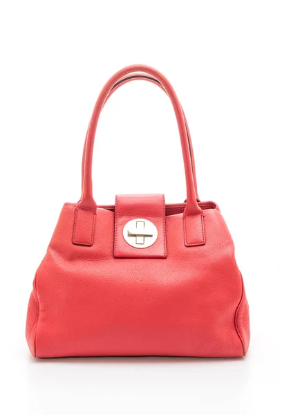 Red Leather Women Fashion Bag Isolated White Background — Stock Photo, Image