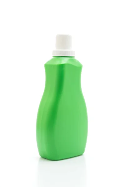 洗剤や液体掃除白い背景で隔離のグリーン プラスチック ボトル — ストック写真