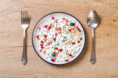 hap, ilaç, eczane, ilaç veya tıbbi plaka - healthycare kavramı üzerinde