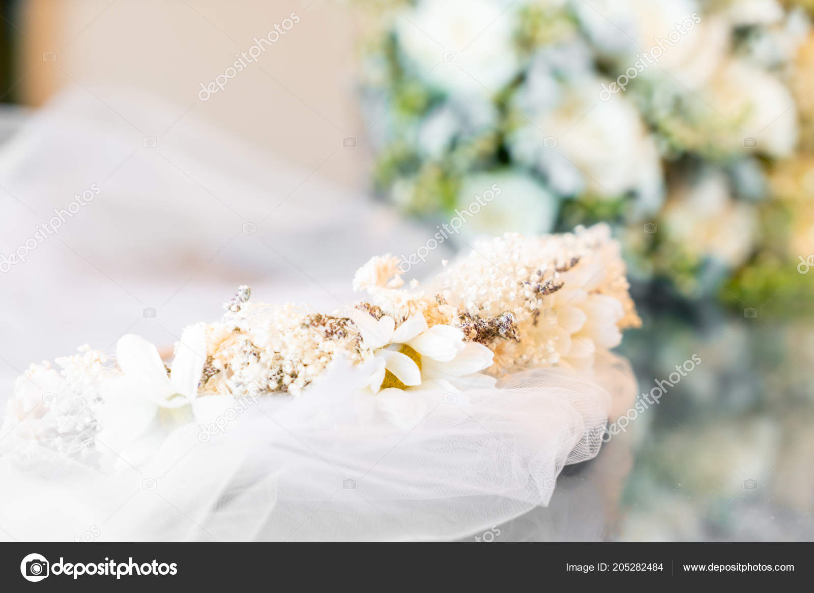 flower crown and veil