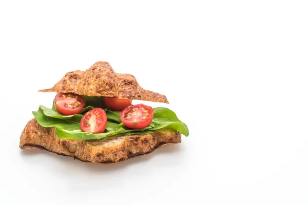 Tomaten Croissant Broodje Gezond Veganistisch Eten Stijl Geïsoleerd Witte Achtergrond — Stockfoto