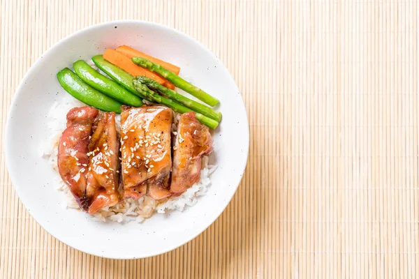 Teriyaki Pollo Ciotola Riso Stile Cibo Asiatico — Foto Stock