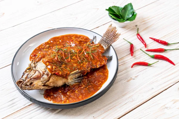 Deep Fried Fish Chili Sauce — Stock Photo, Image