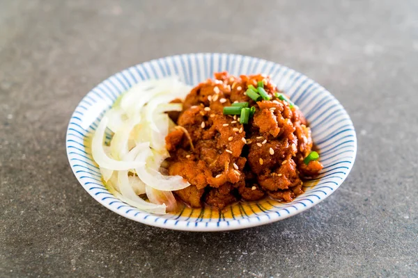 Cerdo Frito Con Salsa Coreana Picante Bulgogi Estilo Comida Coreana —  Fotos de Stock