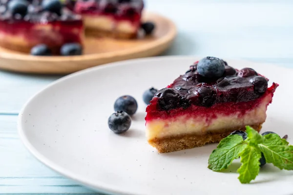 Homemade Blueberry Cheese Cake Wood Background — Stock Photo, Image